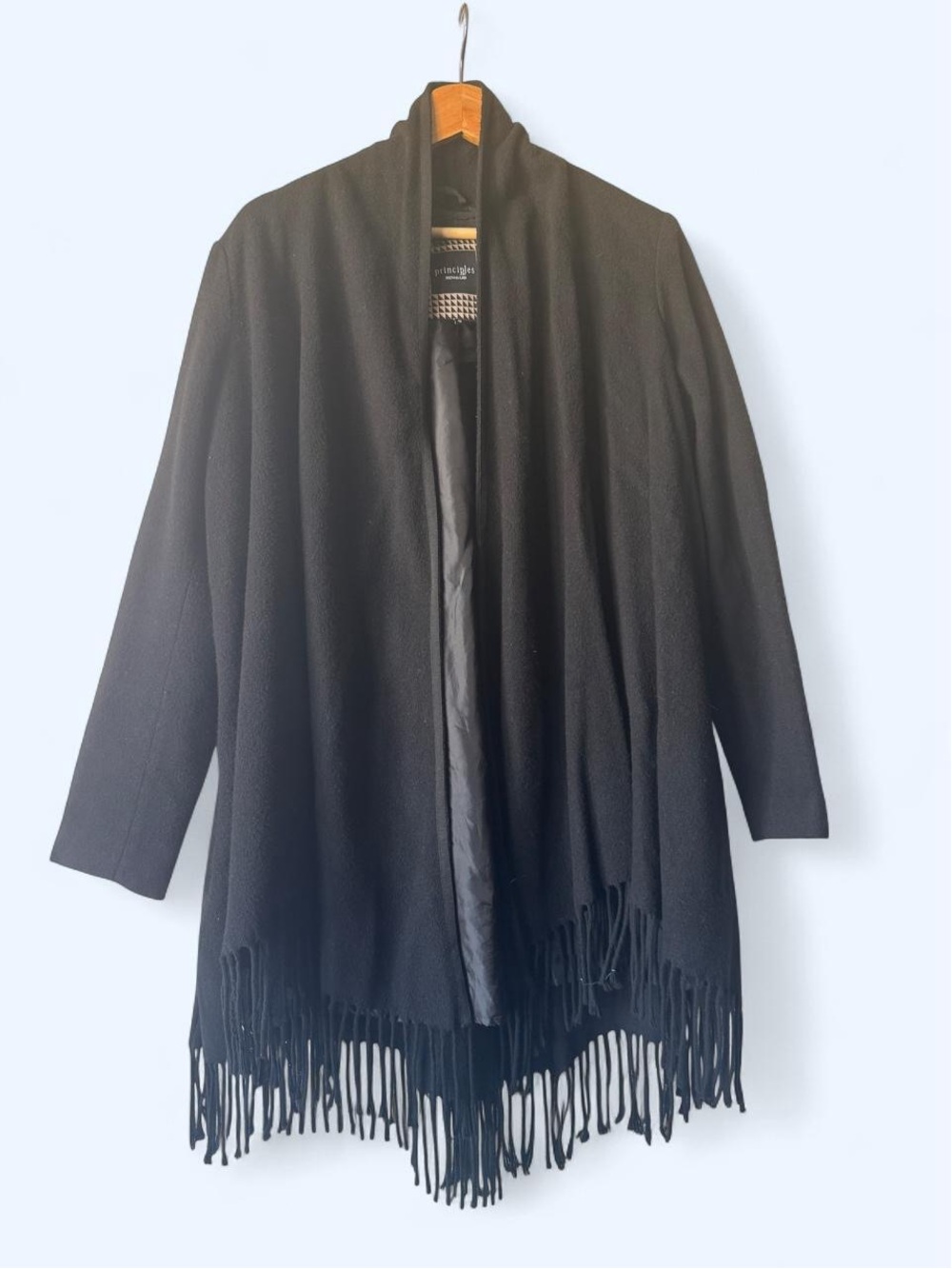 Black Fringe Open-Front Women's Shawl Cardigan - Unbranded